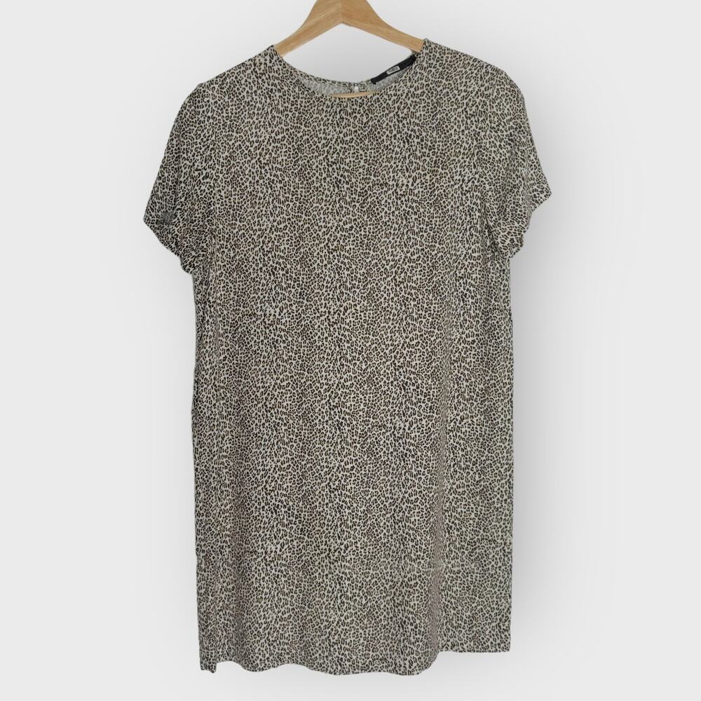Jenni Kayne Leopard Print Dress XS Brown Short Sleeve Cottage Chic